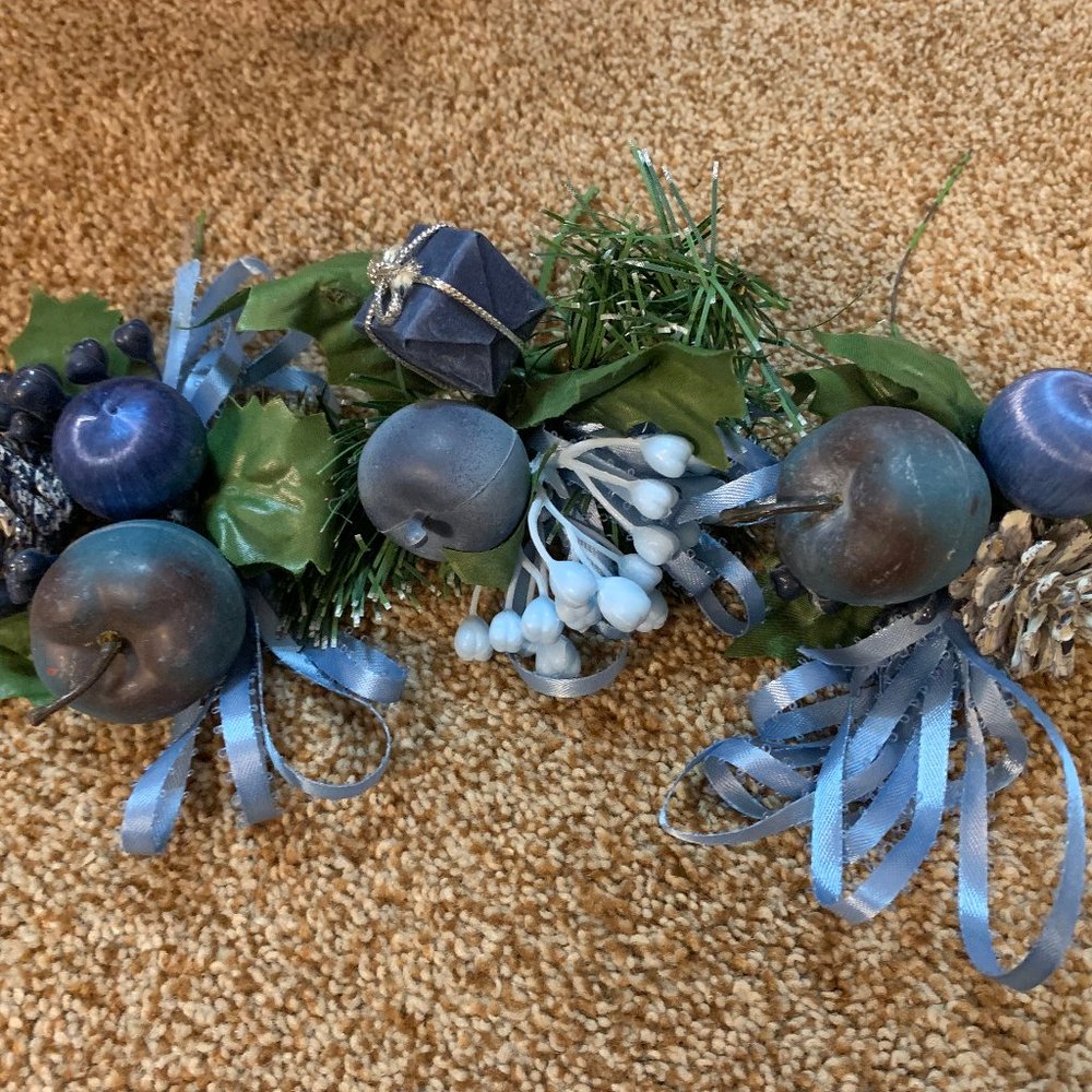 3 Blue Christmas floral picks